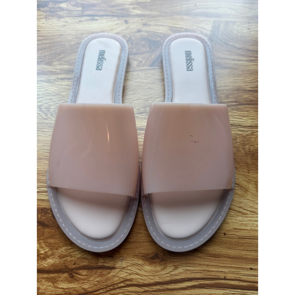 Melissa Women's Pink Jelly Slide Sandals Flat Melflex PVC Beach Shoes Size 8